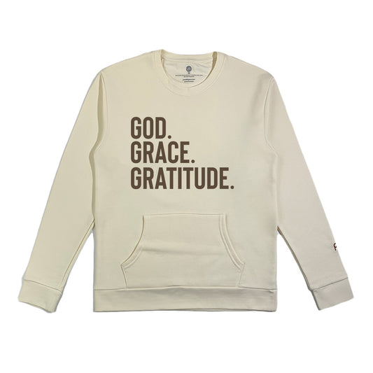 GOD.GRACE.GRATITUDE pocket sweater (Vanilla)