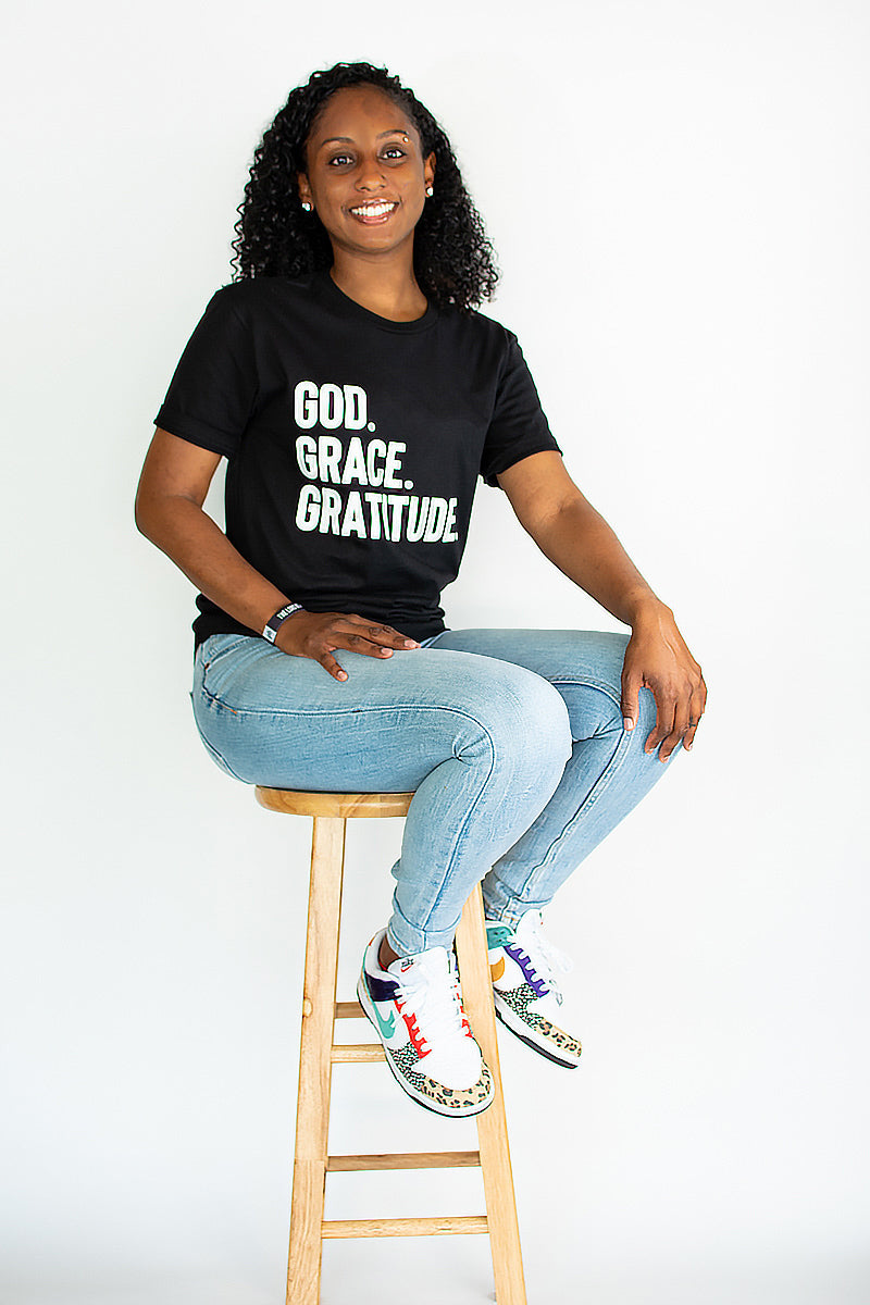 GOD.GRACE.GRATITUDE Tush Tee (Black)